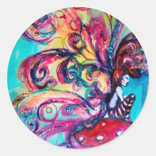 Kleine Elf paddenstoelen Ronde Sticker (Voorkant)