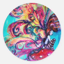 Kleine Elf paddenstoelen Ronde Sticker