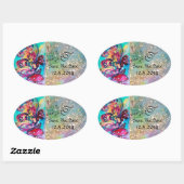 Kleine Elf paddenstoelen sparen het Datummonogram Ovale Sticker (Vel)