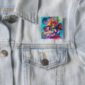 Kleine Elf paddenstoelen Vierkante Button 5,1 Cm (In situ)