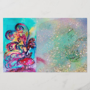 KLEINE ELF VAN MUSHROMEN IN GOUDE BLAUWE SPARKLES BRIEFPAPIER