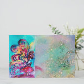 KLEINE ELF VAN MUSHROMEN IN GOUDE BLAUWE SPARKLES BRIEFPAPIER (Staand voorkant)