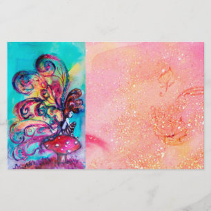 KLEINE ELF VAN MUSHROMEN IN GOUDE PINKSPARKLEN BRIEFPAPIER