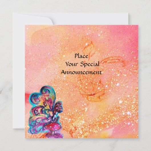 KLEINE ELF VAN MUSHROMEN, roze geel goud met vonke Kaart (Achterkant)