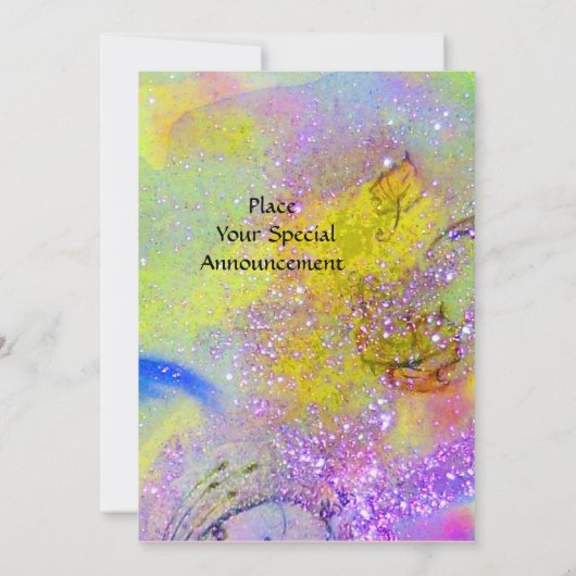 KLEINE ELF VAN MUSHROOMEN, paarse gele blauwe glan Kaart (Achterkant)