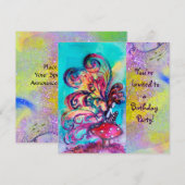 KLEINE ELF VAN MUSHROOMEN, paarse gele blauwe glan Kaart (Voorkant / Achterkant)