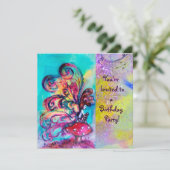 KLEINE ELF VAN MUSHROOMEN, paarse gele blauwe glan Kaart (Staand voorkant)