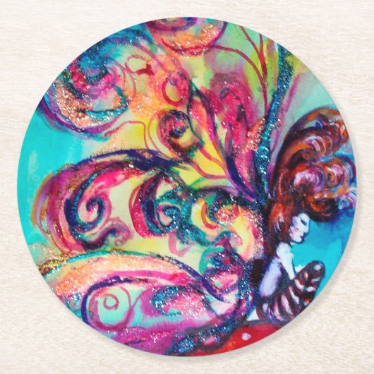 KLEINE ELF VAN MUSHROOMEN RONDE KARTONNEN ONDERZETTER (Voorkant)