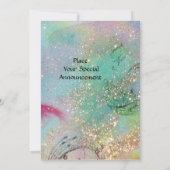 KLEINE ELF VAN MUSHROOMEN, roze gele blauwe glans Aankondiging (Achterkant)