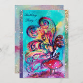 KLEINE ELF VAN MUSHROOMEN, roze gele blauwe glans Aankondiging (Voorkant / Achterkant)