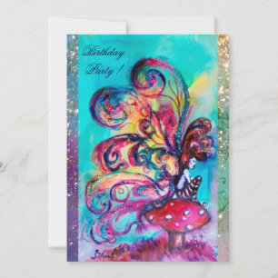 KLEINE ELF VAN MUSHROOMEN, roze gele blauwe glans Aankondiging