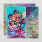 KLEINE ELF VAN MUSHROOMEN, roze gele blauwe glans Kaart (Voorkant / Achterkant)