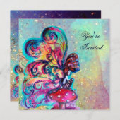 KLEINE ELF VAN MUSHROOMEN, roze gele blauwe glans Kaart (Voorkant / Achterkant)