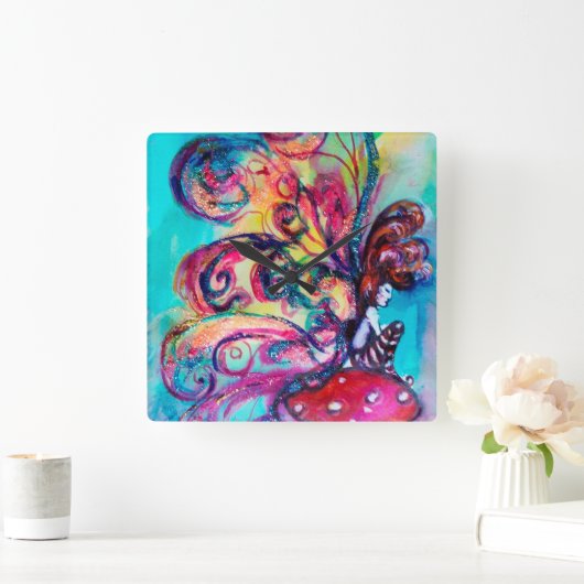 KLEINE ELF VAN MUSHROOMEN VIERKANTE KLOK (Huis)