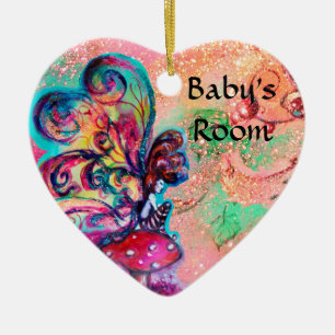 KLEINE ELF VAN MUSHROOMS DEUR HANGER KERAMISCH ORNAMENT