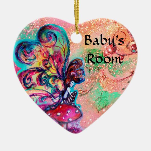 KLEINE ELF VAN MUSHROOMS DEUR HANGER KERAMISCH ORNAMENT (Voorkant)