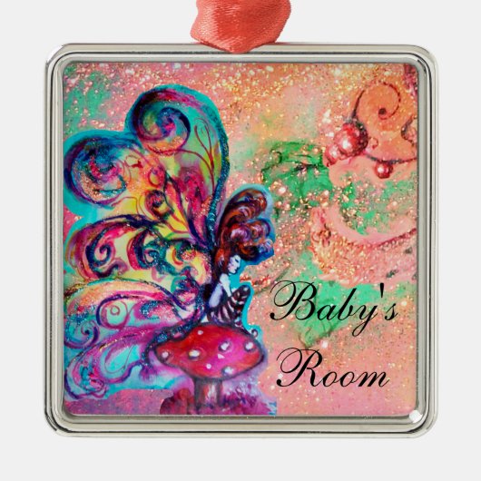 KLEINE ELF VAN MUSHROOMS DEUR HANGER METALEN ORNAMENT (Voorkant)