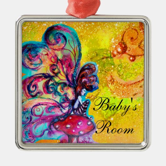 KLEINE ELF VAN MUSHROOMS DEUR HANGER METALEN ORNAMENT (Voorkant)