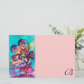 KLEINE ELF VAN MUSHROOMS MONOGRAM, Roze Briefpapier (Staand voorkant)