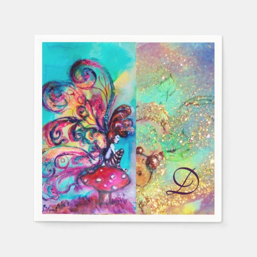 KLEINE ELF VAN MUSHROOMS MONOGRAM SERVETTEN (Voorkant)