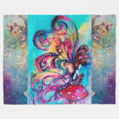KLEINE ELF VAN MUSHROOMS Pink Blue Fantasy Fleece Deken (Voorkant (Horizontaal))
