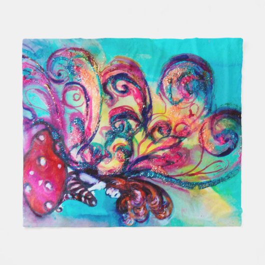 KLEINE ELF VAN MUSHROOMS Pink Blue Fantasy Fleece Deken (Voorkant (Horizontaal))