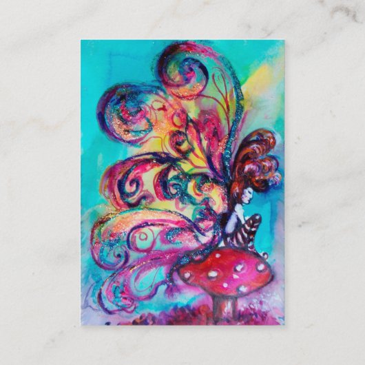 Kleine Elf van Paddenstoelen, Blauwgroen Visitekaartje (Achterkant)