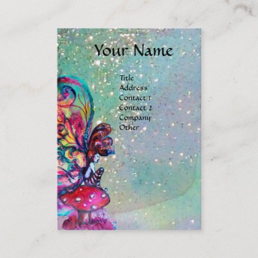 Kleine Elf van Paddenstoelen, Blauwgroen Visitekaartje (Voorkant)