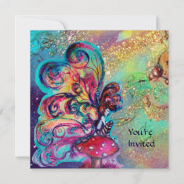 KLEINE ELF VAN PADDENSTOELEN ,Goud geel blauw glin Kaart