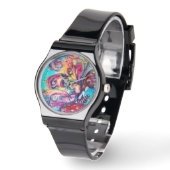 Kleine Elf van Paddenstoelen / Roze Edelstenen Horloge (Hoek)