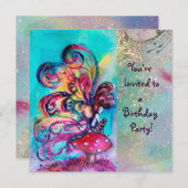 KLEINE ELF VAN Paddenstoelen ,roze geel blauw glin Kaart (Voorkant / Achterkant)