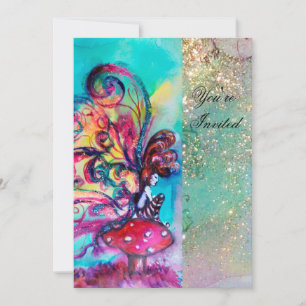 KLEINE ELF VAN PADDENSTOELEN, roze geel blauw glin Kaart