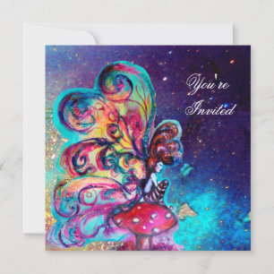 KLEINE ELF VAN PADDENSTOELEN, roze geel blauw glin Kaart