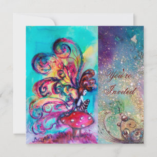 KLEINE ELF VAN PADDENSTOELEN, roze geel blauw glin Kaart