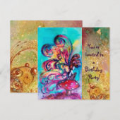 KLEINE ELF VAN PADDENSTOELEN, roze geel blauw glin Kaart (Voorkant / Achterkant)