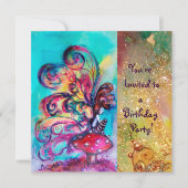 KLEINE ELF VAN PADDENSTOELEN, roze geel blauw glin Kaart (Voorkant)