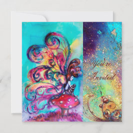 KLEINE ELF VAN PADDENSTOELEN ,roze groen blauw gli Kaart