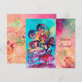 KLEINE ELF VAN PADDENSTOELEN, roze groene blauwe g Kaart (Voorkant / Achterkant)