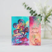 KLEINE ELF VAN PADDENSTOELEN, roze groene blauwe g Kaart (Staand voorkant)