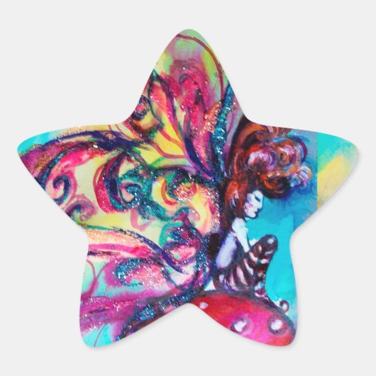 Kleine Elf van paddenstoelen Star Ster Sticker (Voorkant)