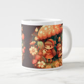 Kleine elven onder de paddenstoelen koelen grote koffiekop (Voorkant rechts)