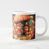 Kleine elven onder de paddenstoelen koelen grote koffiekop (Rechts)