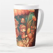 Kleine elven onder de paddenstoelen koelen latte mok (Rechterhoek)