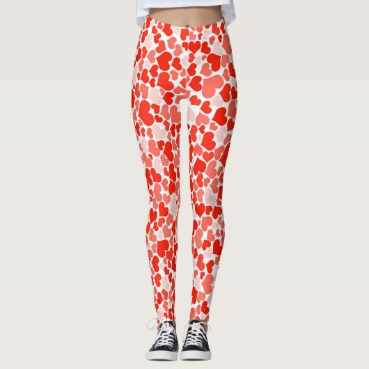 Kleine en heldere veelkleurige harten op wit leggings (Voorkant)