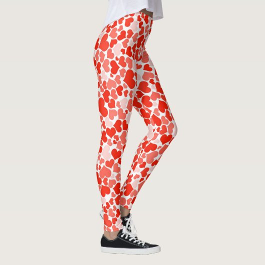Kleine en heldere veelkleurige harten op wit leggings (Rechts)