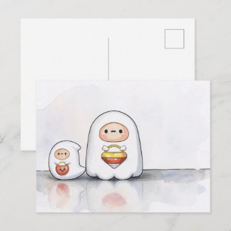 Kleine en kleine spoken Halloween Briefkaart