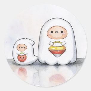 Kleine en kleine spoken Halloween  Ronde Sticker