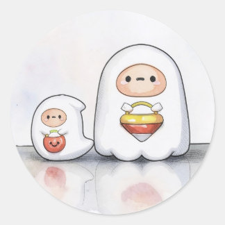 Kleine en kleine spoken Halloween Ronde Sticker