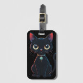Kleine enge zwarte kat bagagelabel (Voorkant (verticaal))