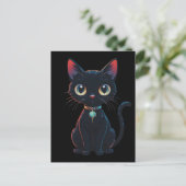 Kleine enge zwarte kat briefkaart (Staand voorkant)